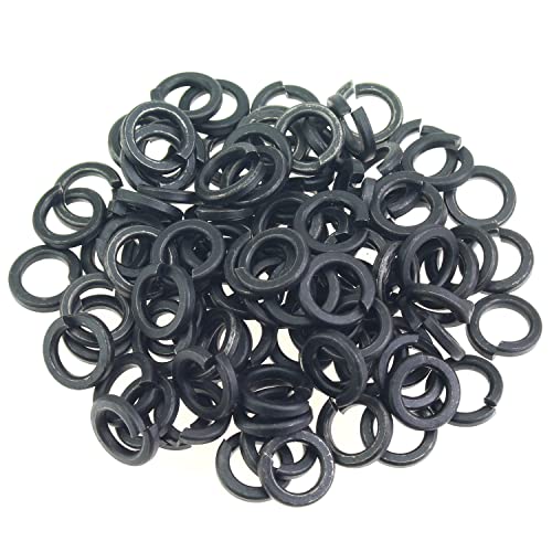 HELIFOUNER 100 Pieces 8.8 Grade Alloy Steel M10 Split Lock Washers, Spring Lock Washers for Screws Bolts, Black - color: Black, size: M10 (100 PCS)