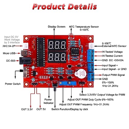 MiOYOOW Soldering Practice Kit, DIY PWM Adjustable Signal Generator Voltage Current Tester Electronics Project Kit, LED Display Multifunctional Frequency Counter Soldering Kit for Learning