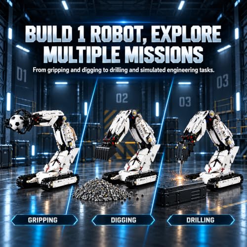 3 in 1 Technical Robotic Arm Building Kit with APP Control for Adults Teens