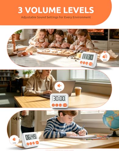 2 Pack Digital Timer for Classroom & Kitchen, Large LCD Countdown Timer