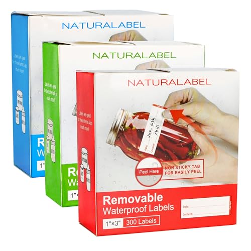 NATURALABEL 900 Removable Freezer Labels with Dispenser, 1" x 3" (3 Colors) - color: Preprinted-assorted