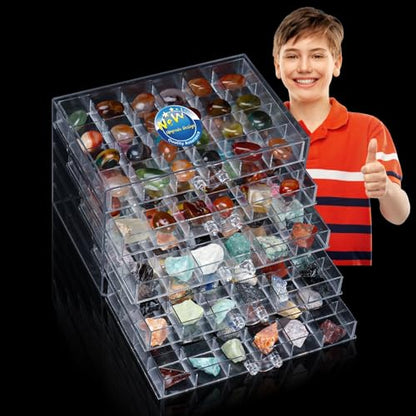 Rock Collection Display Case, 120 Grid Storage Organizer for Collectibles - size: 5C layers