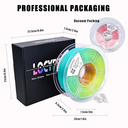 PLA Filament 1.75mm, Silk Rainbow Color PLA Filament, Tri Color 3D Printer Filament Sky Blue Yellow Rose Red, Fit to AMS, 1kg/Spool - color: Tri-color Sky Blue & Pink & Yellow