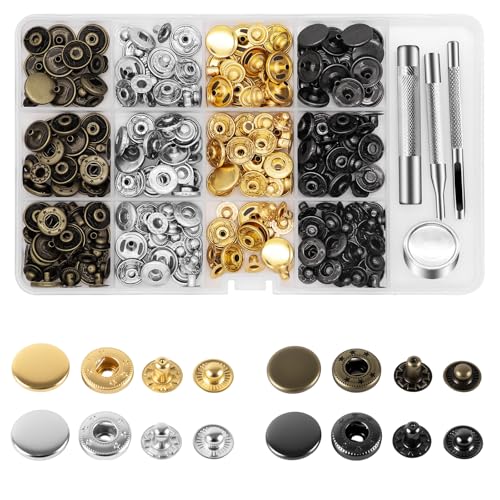 Alritz 15mm Leather Snap Fasteners Kit 72 Set 4 Colors with Tools - style: 15mm