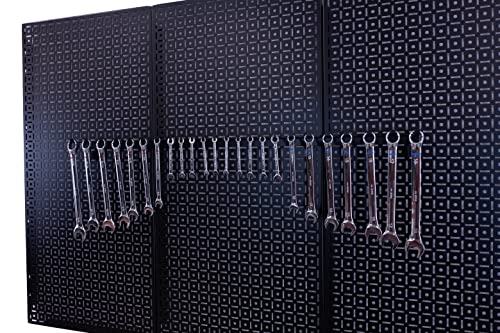 OmniWall Dual Set Wrench Organizer Metal Pegboard Organization System - Black - color: Black