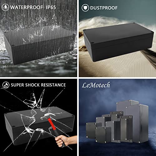 LeMotech Project Box ABS Plastic Junction Box IP65 Waterproof Hobby Box Electrical Boxes Universal Enclosure for Electronic Black 7.8 x 4.7 x 2.2 inch(200x120x56mm)（Pack of 2 - color: Black (2 packs), size: 7.8" x 4.7" x 2.2"