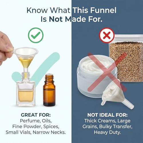 JOHOUSE 50PCS Mini Funnel for Lab Bottles, Sand Art, Perfumes, Spices, Powder, Essential Oil, Recreational, Kitchen Use Food Grade Clear Plastic Small Funnels (Pack of 3) - size: Small (Pack of 3)