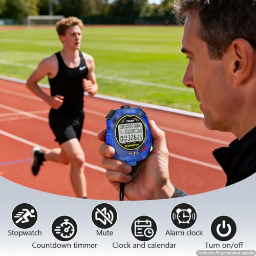 Stopwatch Timer Multi Splits/Laps Digital Stop-Watch for Sports - color: Blue