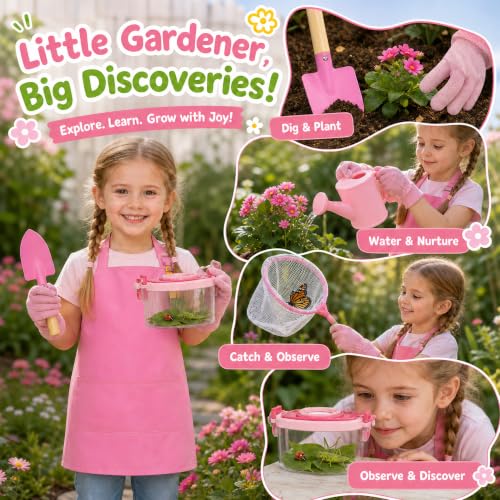 Rileryan 21 PCS Kids Gardening Tools Set Bug Catcher Kit for Kids Girls