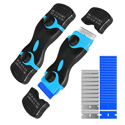 Razor Blade Scraper, 2 Pack Blue Double Edge Razor Scraper Remover Tool - color: Blue
