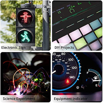 DiCUNO 500Pcs (5 Colors x 100pcs) 3MM Light Emitting Diode, for DIY Project - color: R/Y/B/G/W, 500 Pack