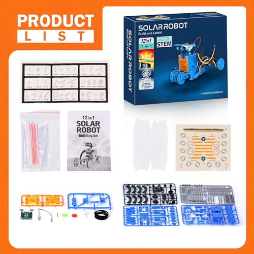 AESGOGO 12 in 1 STEM Solar Power Robot Kits Toys for Boys Age 8-13, Science Educational Robot Building Kit for Kids, DIY Experiment Set Birthday Gifts for 8 9 10 11 12 Years Old Boys Girls Teens - color: Blue