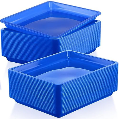 Maitys 24 Pcs Plastic Art Tray 11x8.7x1 Inch Activity Craft Tray,Blue - color: Blue