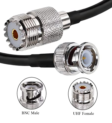 TUOLNK 2PCS BNC Male to SO239 RG58 Coaxial Cable UHF Female Jack Extension Cable, PL259 Female to BNC Pigtail for CB Radio, GPS Antenna 20inch (50cm) - size: 1.64ft-2pcs