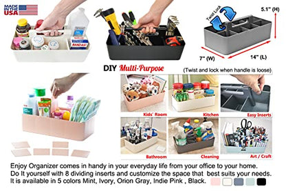 2 PACK Portable DIY 8 Dividers Durable Plastic Tote Tool & Supply Cleaning Caddy with Handle Made In USA (Lavender) - color: Lavender