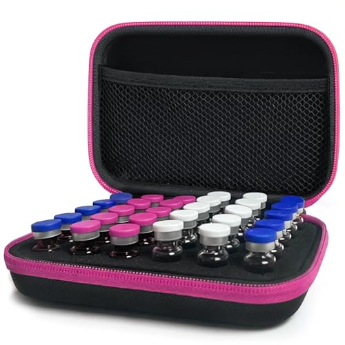 DHXYZZB Vial Storage Case 30 Slot Fits 1-3ML Vials for Peptide, Insulin, GLP-1 Storage, Essential Oils Organizer Hard Shell Roller Bottles Peptide Vial Case for Fridge (Rose red) - color: Rose red