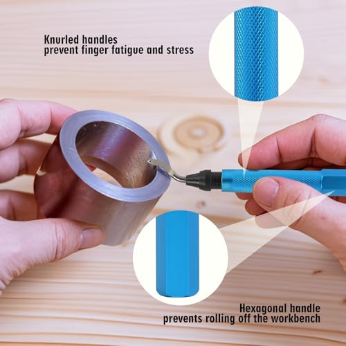 VASTOOLS Deburring Tools,7pc,High Grade Swivel Blades,Metal Handle Deburr Tool for Metal, Resin, PVC Pipes, Copper, Plastic and 3D Printed,Hole Internal Chamfer Tool Removing Burr - style: 7pc Deburr