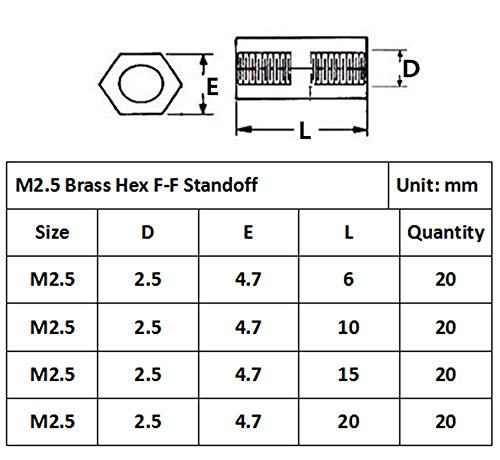 320Pcs M2.5 Male-Female Brass Spacer Standoff & Stainless Steel Screw Nut Assortment Kit