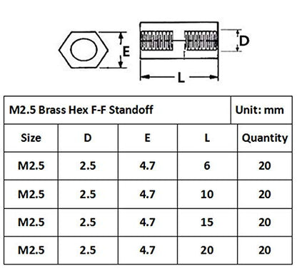 320Pcs M2.5 Male-Female Brass Spacer Standoff & Stainless Steel Screw Nut Assortment Kit