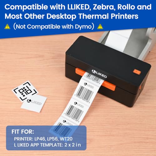 LLIKED 2"x2" Removable Labels 750 Thermal Labels with No Residue - size: 750 labels