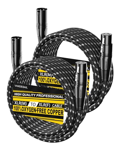 XLR Cables 18ft 2Pack,XLR Microphone Cable,OFC Shielded Braided - color: Black-White, size: 18 Feet