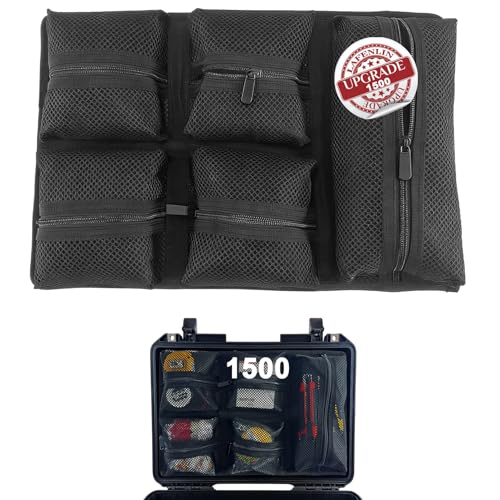 LAFENLIN Lid Organizer for Pelican 1500 Case, Hook & Loop (Screws Inc.) - color: 1500 lid organizer-Circular Mesh