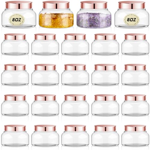 24 Pack Plastic Cosmetic Jars with Lids Label, 8 oz, Rose Gold - color: Rose Gold, size: 8 oz