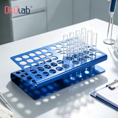 Aluminum Stainless Steel Test Tube Rack, 50 Round Holes Blue Test Tube Holder for Classroom, Lab, Suitable for Tubes of Dia.≤17mm, TTRS50BA1 - size: 50 Holes, Blue, for Tubes of Dia.≤17mm