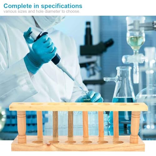 Wooden Test Tube Rack 6/8/10 Hole - Laboratory Tube Holder for Experiments, Durable Wood Stand with Alkali Resistance(6 Hole) - size: 6 Hole