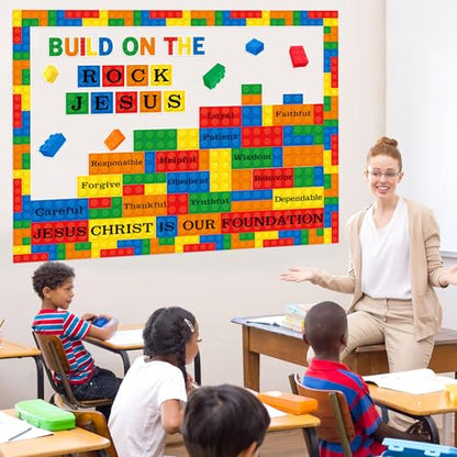 Epakh Christian Bulletin Board Set Building Blocks Classroom Decorations - style: Jesus Christ