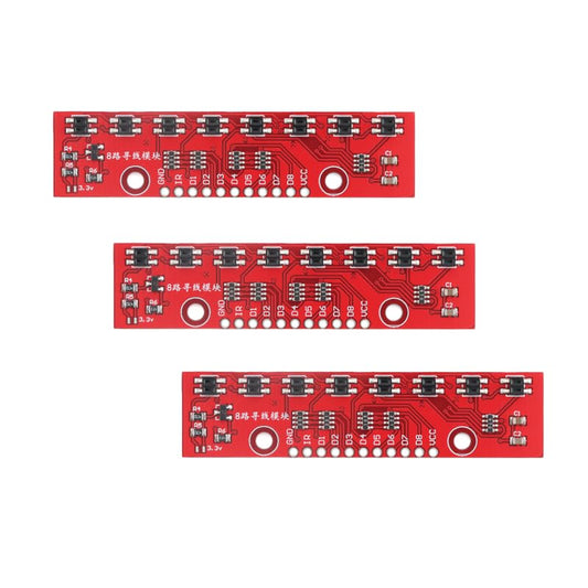 3Pcs Tracking Sensor Module 8-Channel Line-Following Module 8 CH Infrared Line Track Trace Detect Detection Board, Red Board