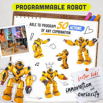 BEZGAR Programmable RC Robot with 22 Actions & 78 Expressions - color: Yellow