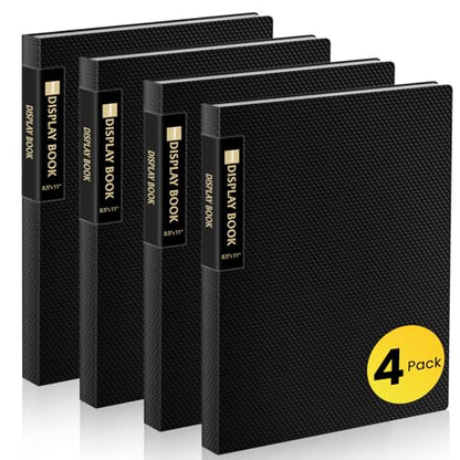 Sooez 4 Pack Binder with Plastic Sleeves 18Pocket, Displays 36 Pages 8.5x11 - color: Black