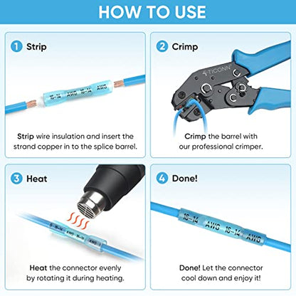 TICONN 560PCS Heat Shrink Butt Connectors, Crimp Wire Connectors Kit - size: 560 PCS-4Sizes