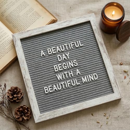 Rustic Gray Felt Letter Board 10x10 with Stand, Wall Mount, 336 Letters - color: Rustic Gray