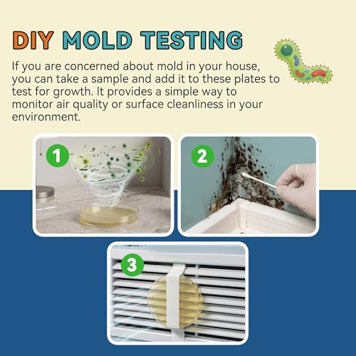 12-Pack Pre-Poured Agar Plates Petri Dishes Home Mold Test Kit with Swabs - color: Agar Plates for Science