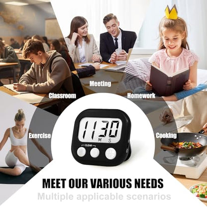 AOUCE Digital Kitchen Timers for Cooking, Timer for Kids 2 Pack Black - color: Black