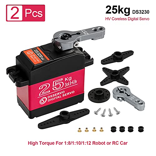 25KG Waterproof Metal Gear RC Servos, 2-Pack, 180° - style: 2Pcs 25kg