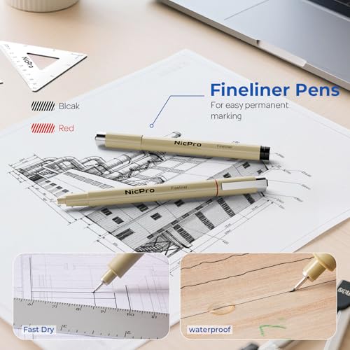 Nicpro 30PCS Professional Drafting Tools & Geometry Set with Case - size: 30 PCS