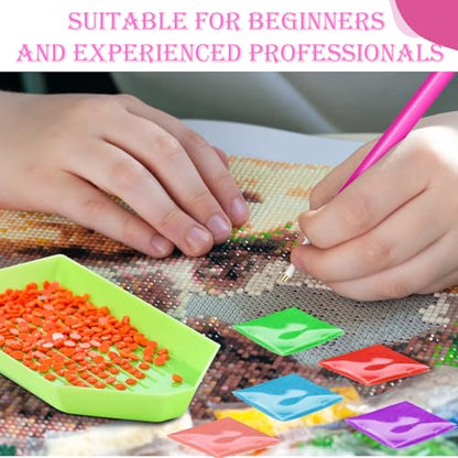Affrolling 90 Pcs Diamond Art Tools, Drill Pens Trays Glue Clay - color: Multicolor