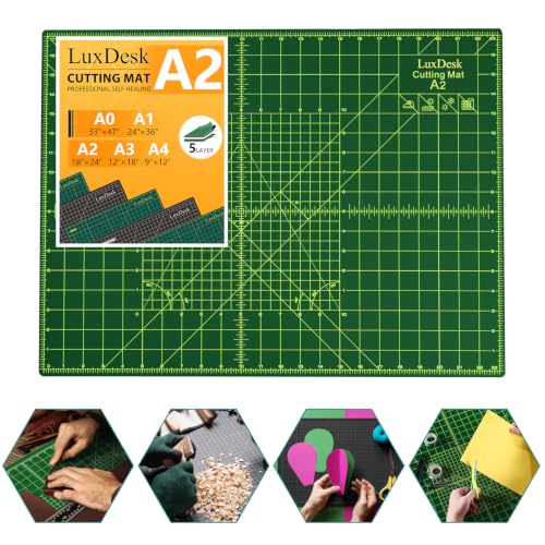 Self Healing Cutting Mat 18 × 24 in, A2 Craft Cutting Mat 5-Layer Double-Sided Rotary Sewing Mat - Suitable for Quilting, Sewing, Handicrafts, And Amateur Cutting Of Fabric Cutting Boards