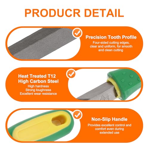 HARFINGTON 3pcs Triangle Coarse/Medium/Thin Cut File 10" Double Cut Teeth High Carbon Steel Hand Rasp File Plastic Handle for Metal Wood Deburring Removing - size: 10"