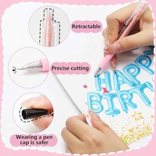 Craft Knife, Kaluofan 12PCS Retractable Pen Knife, Mini DIY Craft Cutting Tools Kit, Utility Paper Cutting Tool for Art Scrapbooking Drawing and Paper Crafting