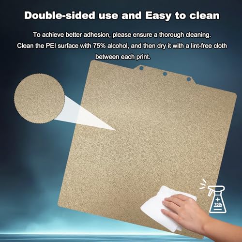 235x235mm Gold PEI Printing Bed for Adventurer AD5X/5M/5M Pro, Double-Sided Textured Flexible Heated Spring Steel Build Plate for Adventurer AD5X/5M/5M Pro 3D Printer - size: 235x235mm(5M)