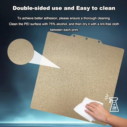 235x235mm Gold PEI Printing Bed for Adventurer AD5X/5M/5M Pro, Double-Sided Textured Flexible Heated Spring Steel Build Plate for Adventurer AD5X/5M/5M Pro 3D Printer - size: 235x235mm(5M)