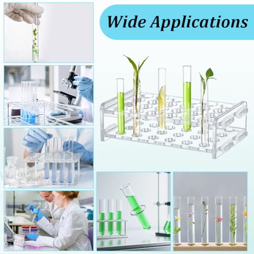 UNICRAFTALE 2 Set 24-Holes Acrylic Test Tubes Holder Rack Lab Supplies Rectangle Clear Tests Tube Rack Round Holes Tests Tube Holder for Test Tubes Chemistry Laboratory 5.27"x2.95"x1.45" - size: 13.4x7.5x3.8cm