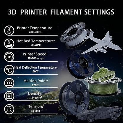 ZIRO Carbon Fiber PLA Filament 1.75mm, Reinforced 0.8KG CF, Military Green - color: Cf-military Green