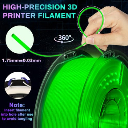 PLA+ 3D Printer Filament, Glow in The Dark Filament 1.75mm, Long-Lasting Glow & High-Brightness, Luminous Green Bright 3D Printing Filament for Most 3D Printer - 1kg Spool(Glow Green) - color: Green