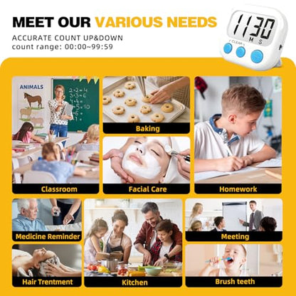 Digital Timer for Kids Classroom Timers for Teachers 4 Pack Blue White - color: Blue White