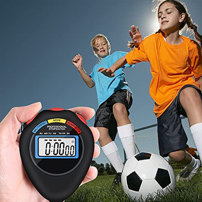 Pgzsy 6 Pack Multi-Function Electronic Digital Sport Stopwatch Timer, Large Display with Date Time and Alarm Function,Suitable for Sports Coaches Fitness Coaches and Referees